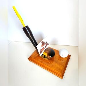 Vtg Wilson Sam Snead GOLF CLUB Business Card Pen holder desk Office decor Lefty